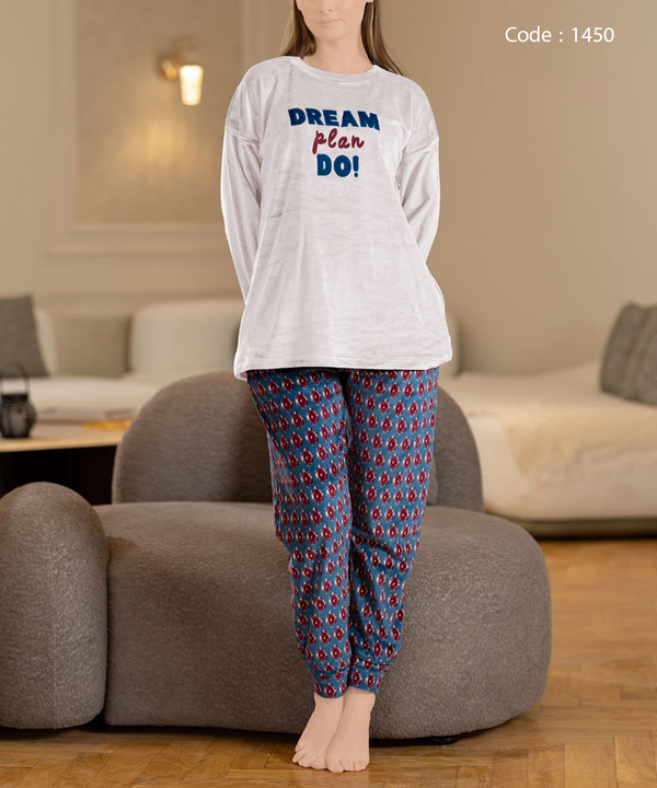 بيجامه حريمي شتوي قطعتين