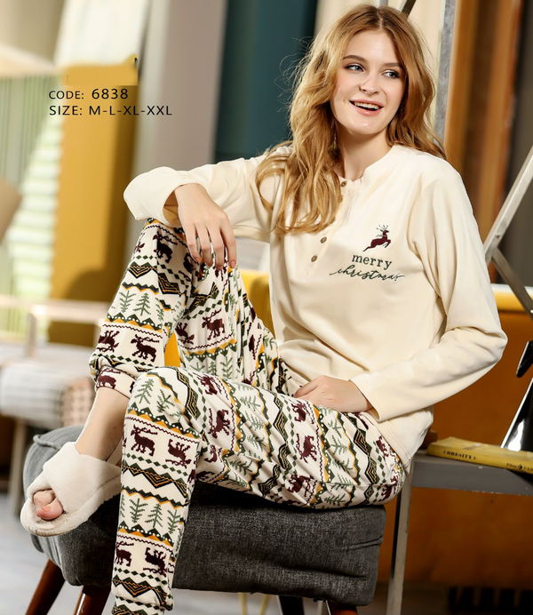 بيجامة شتوي حريمي قطعتين .