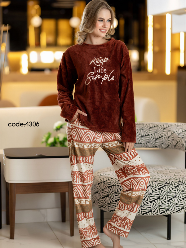 بيجامه حريمي قطعتين شتوي
